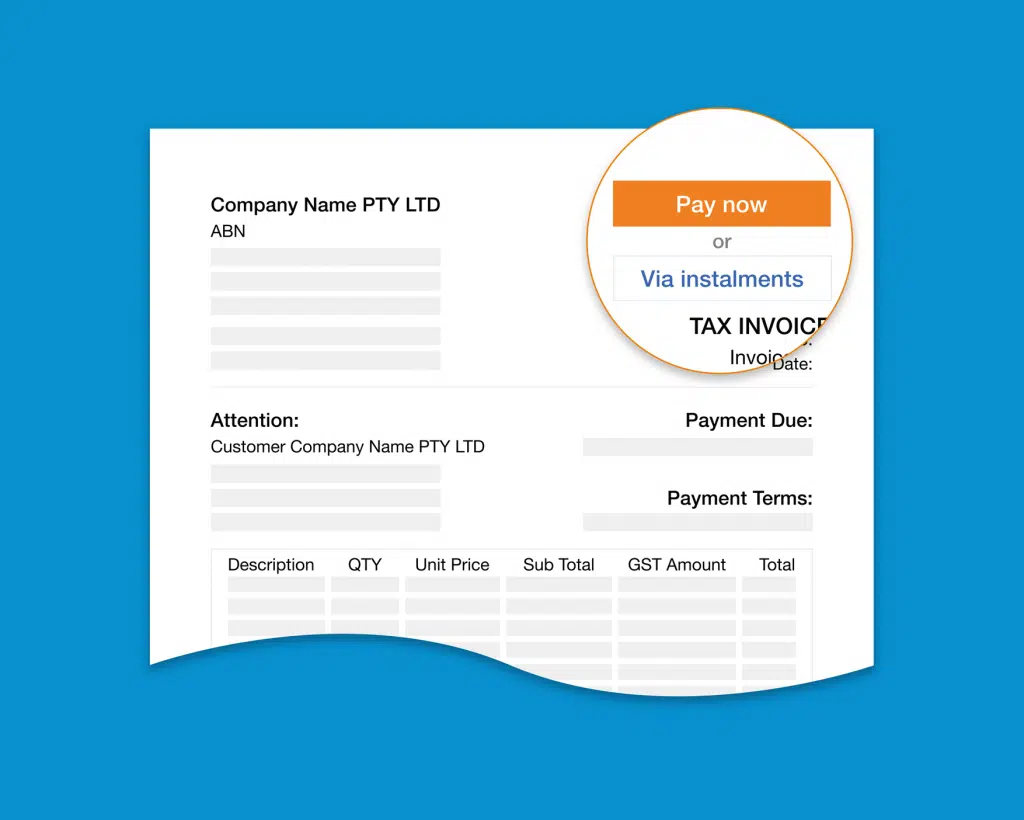 pay now button on email sms invoice reminder