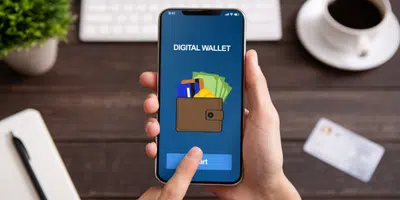 a digital wallet app on a mobile phone screen