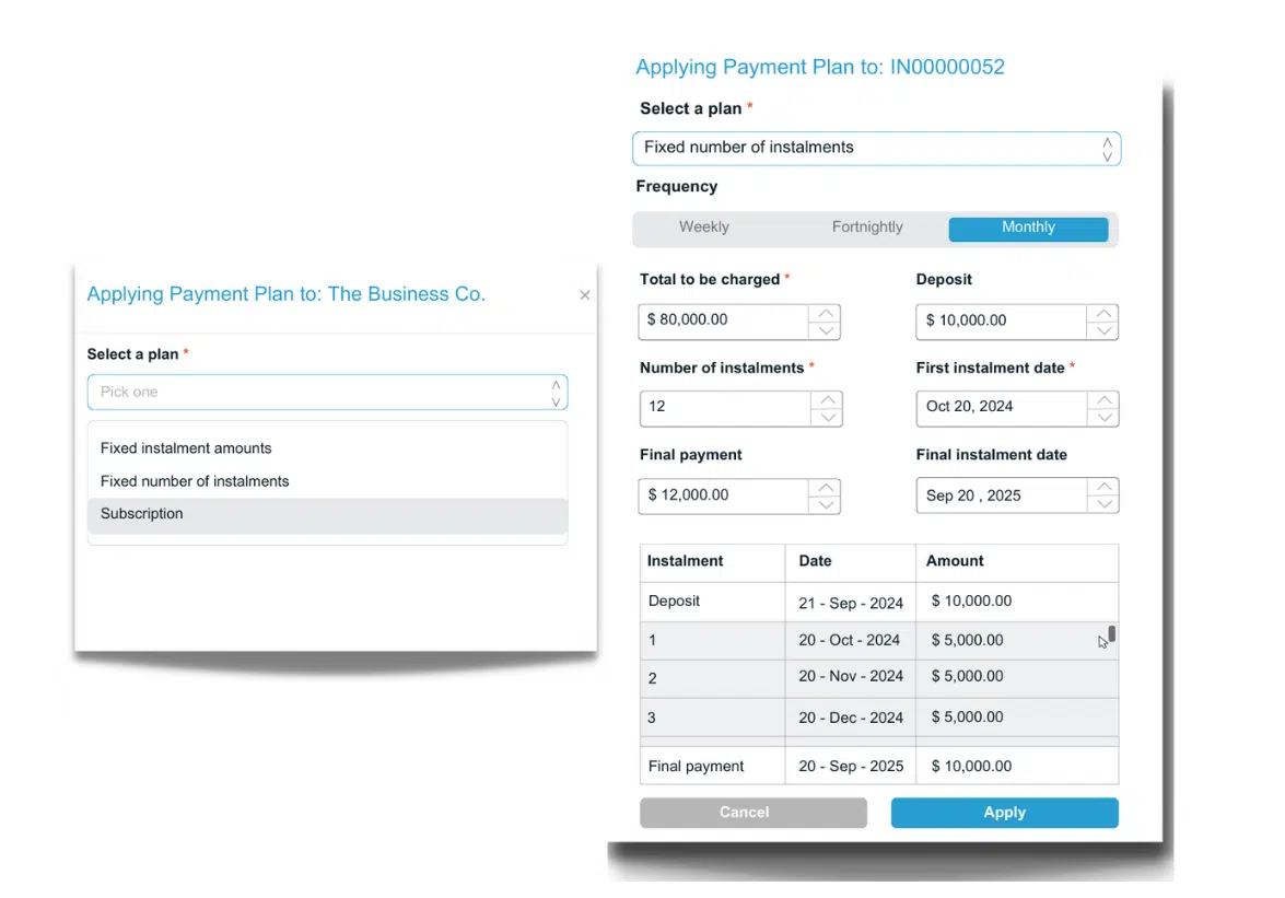 illustration showing Payment Plans applied on the customer and invoice level in ezyCollect