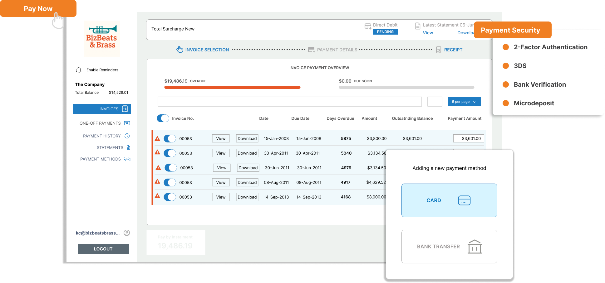 ezyCollect Payments screens