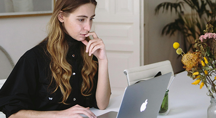 girl laptop thinking