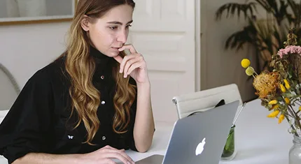 girl laptop thinking