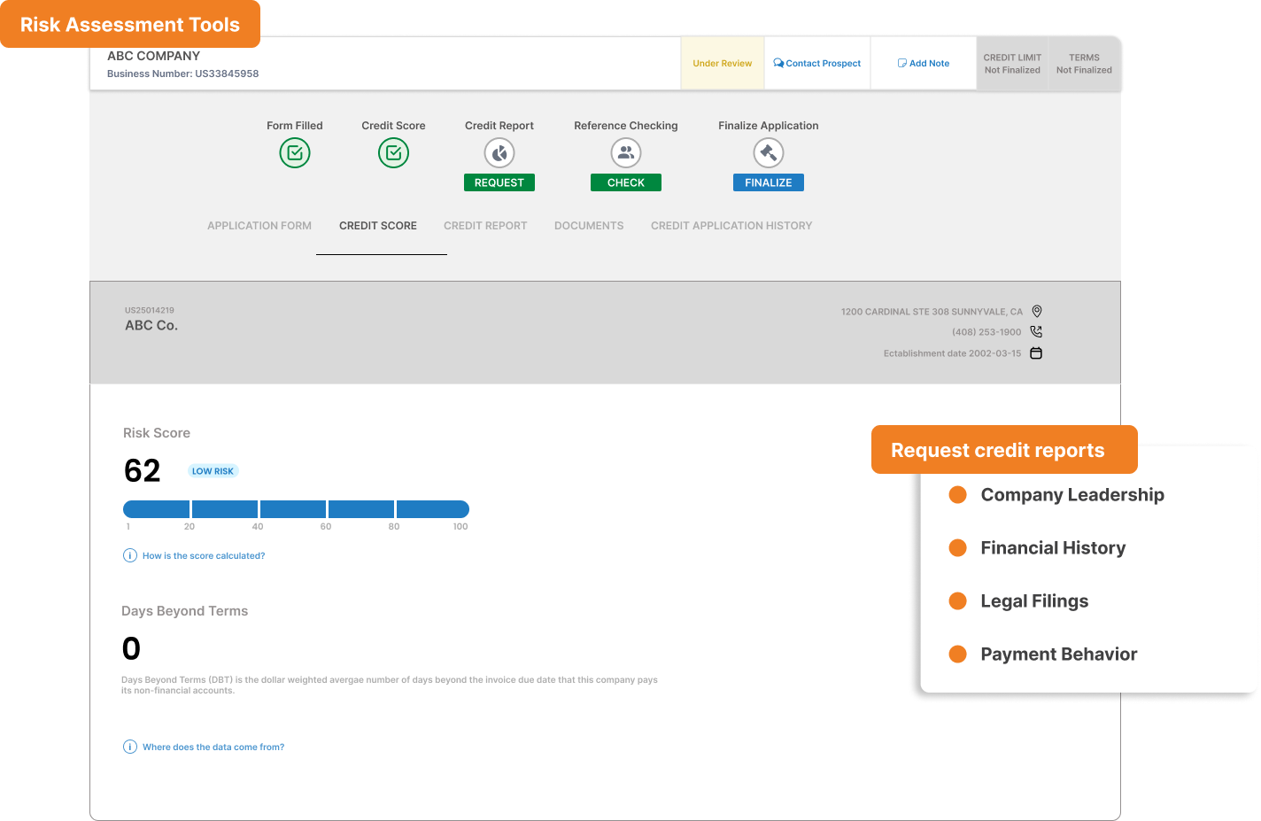 credit scores screen on credit application approvals in ezyCollect
